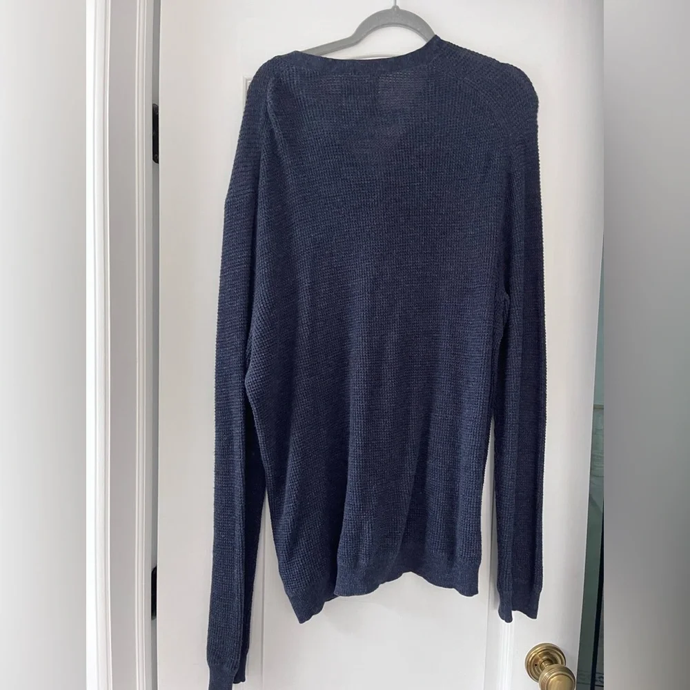 Polo Ralph Lauren Waffle Knit Henley Sweater Men’s XL Navy Blue Cotton